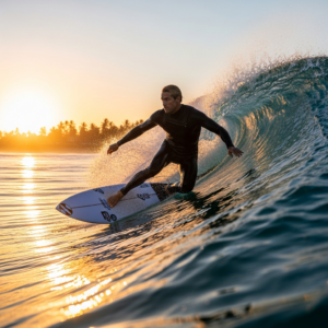 Surfer riding a perfect wave during a Surf Guiding Morocco trip with ADV MAROC in Agadir